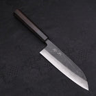 Santoku Blue Steel #2 Kurouchi Damascus Buffalo Ebony Handle 165mm (6.5”)-[Musashi]-[Japanese-Kitchen-Knives]