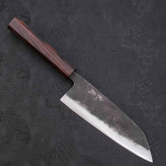 Santoku Blue Steel #2 Kurouchi Ebony Handle 165mm (6.5”)