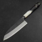 Santoku Blue Steel #2 Kurouchi Ocean Black White Gold Handle 165mm (6.5”)-[Musashi]-[Japanese-Kitchen-Knives]
