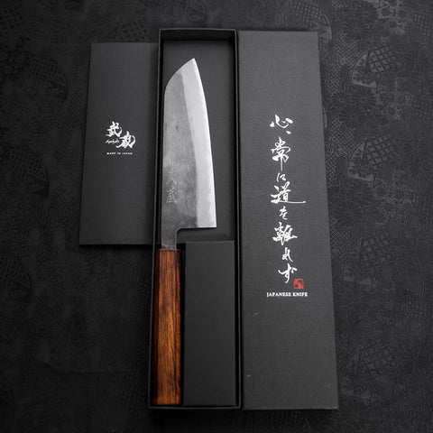 Santoku Blue Steel #2 Kurouchi Sumi Urushi Handle 165mm (6.5”)-[Musashi]-[Japanese-Kitchen-Knives]