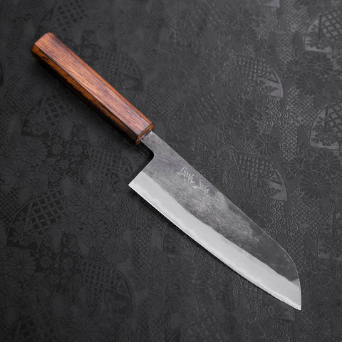 Santoku Blue Steel #2 Kurouchi Sumi Urushi Handle 165mm (6.5”)-[Musashi]-[Japanese-Kitchen-Knives]