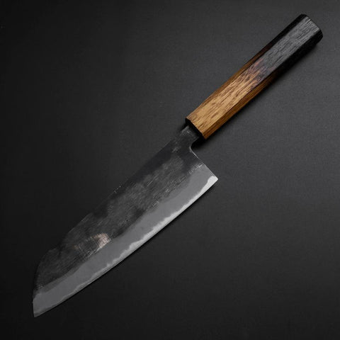 Santoku Blue Steel #2 Kurouchi Yaki-Urushi Handle 165mm (6.5”)-[Musashi]-[Japanese-Kitchen-Knives]