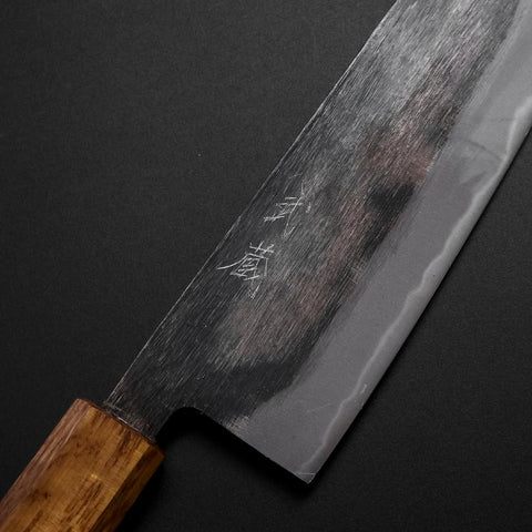 Santoku Blue Steel #2 Kurouchi Yaki-Urushi Handle 165mm (6.5”)-[Musashi]-[Japanese-Kitchen-Knives]
