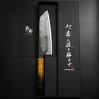 Santoku Blue Steel #2 Kurouchi Yaki-Urushi Handle 165mm (6.5”)-[Musashi]-[Japanese-Kitchen-Knives]