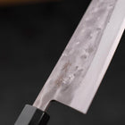 Santoku Blue Steel #2 Nashiji Stainless Clad Buffalo Teak Handle 165mm (6.5”)-[Musashi]-[Japanese-Kitchen-Knives]
