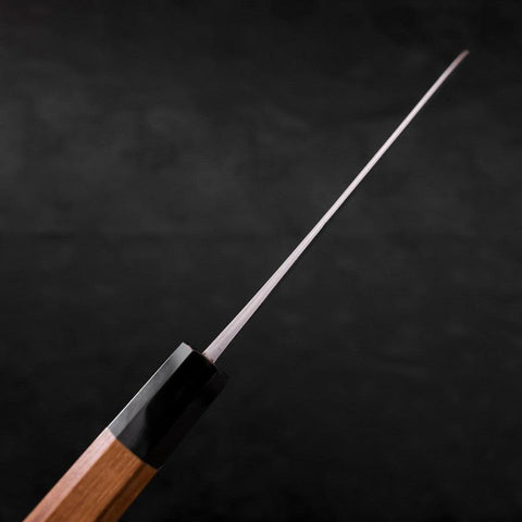 Santoku Blue Steel #2 Nashiji Stainless Clad Buffalo Teak Handle 165mm (6.5”)-[Musashi]-[Japanese-Kitchen-Knives]