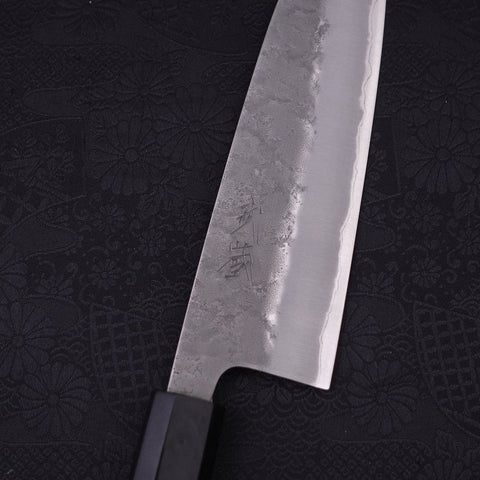 Santoku Blue Steel #2 Nashiji Stainless Clad Ebony Handle 165mm (6.5”)-[Musashi]-[Japanese-Kitchen-Knives]
