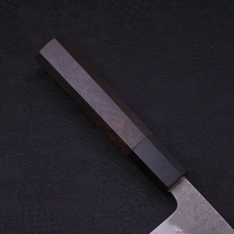 Santoku Blue Steel #2 Nashiji Stainless Clad Ebony Handle 165mm (6.5”)-[Musashi]-[Japanese-Kitchen-Knives]