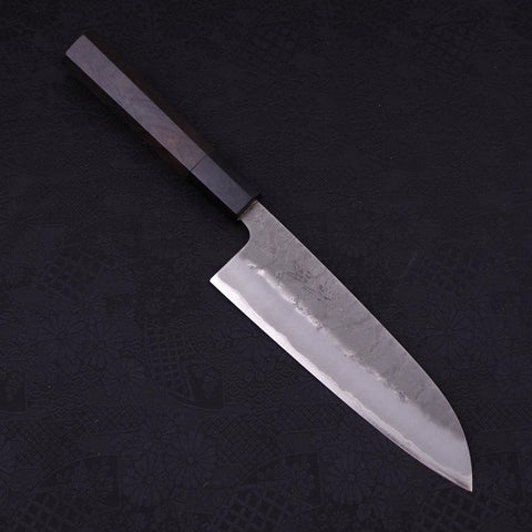 Santoku Blue Steel #2 Nashiji Stainless Clad Ebony Handle 165mm (6.5”)-[Musashi]-[Japanese-Kitchen-Knives]