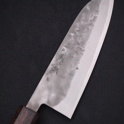 Santoku Blue Steel #2 Nashiji Stainless Clad Sumi Urushi Handle 165mm (6.5”)-[Musashi]-[Japanese-Kitchen-Knives]