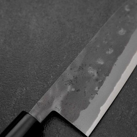 Santoku Blue Steel #2 Nashiji Stainless Yew Handle 165mm (6.5”)-[Musashi]-[Japanese-Kitchen-Knives]
