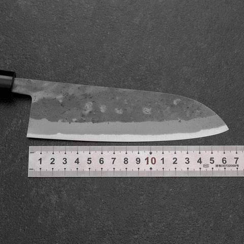Santoku Blue Steel #2 Nashiji Stainless Yew Handle 165mm (6.5”)-[Musashi]-[Japanese-Kitchen-Knives]