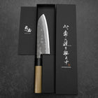 Santoku Blue Steel #2 Nashiji Stainless Yew Handle 165mm (6.5”)-[Musashi]-[Japanese-Kitchen-Knives]