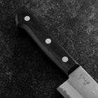 Santoku Blue Steel #2 Polished Western Black Handle 145mm (Tsuba-nashi) (5.7”)-[Musashi]-[Japanese-Kitchen-Knives]