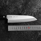 Santoku Blue Steel #2 Polished Western Black Handle 145mm (Tsuba-nashi) (5.7”)-[Musashi]-[Japanese-Kitchen-Knives]