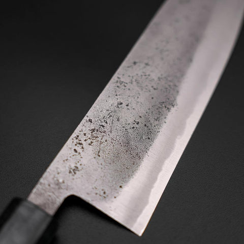 Santoku Blue Steel #2 Stainless Clad Nashiji Dark Blue Urushi Handle 165mm (6.5”)-[Musashi]-[Japanese-Kitchen-Knives]