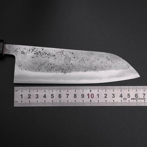 Santoku Blue Steel #2 Stainless Clad Nashiji Dark Blue Urushi Handle 165mm (6.5”)-[Musashi]-[Japanese-Kitchen-Knives]