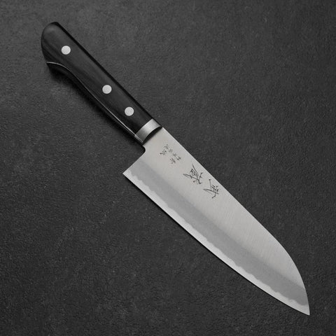 Santoku Blue Steel #2 Stainless Clad Western Handle 165mm (6.5”)-[Musashi]-[Japanese-Kitchen-Knives]