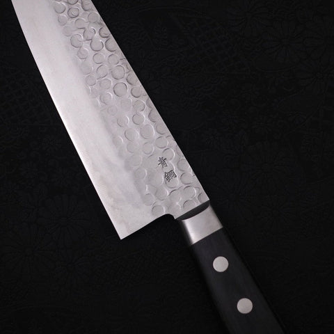 Santoku Blue Steel #2 Tsuchime Stainless Clad Western Handle 175mm (6.8”)-[Musashi]-[Japanese-Kitchen-Knives]