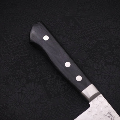 Santoku Blue Steel #2 Tsuchime Stainless Clad Western Handle 175mm (6.8”)-[Musashi]-[Japanese-Kitchen-Knives]