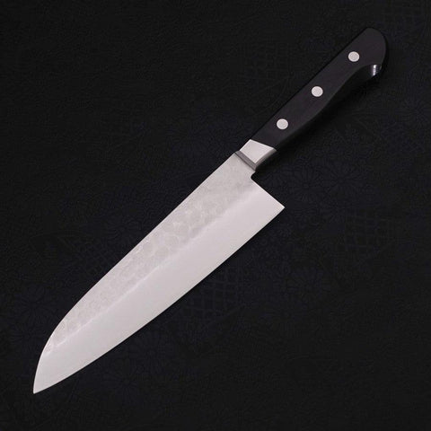 Santoku Blue Steel #2 Tsuchime Stainless Clad Western Handle 180mm (7”)-[Musashi]-[Japanese-Kitchen-Knives]
