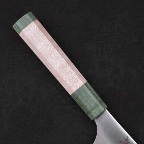 Santoku Blue Super Polished Maple Green Handle 180mm (7”)-[Musashi]-[Japanese-Kitchen-Knives]