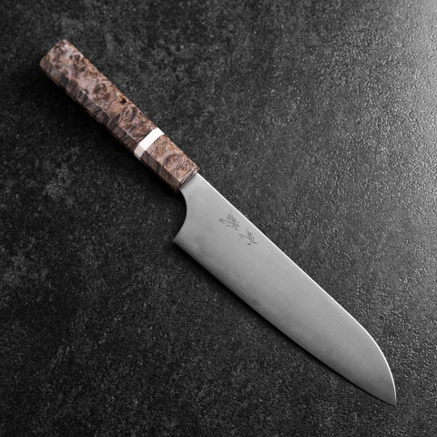 Santoku Blue Super Polished Maple Handle 180mm (7”)-[Musashi]-[Japanese-Kitchen-Knives]