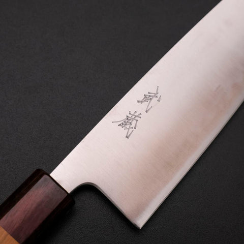Santoku Blue Super Polished Zelkova Handle 165mm (6.5”)-[Musashi]-[Japanese-Kitchen-Knives]