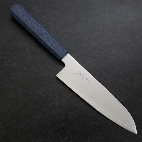 Santoku Chromax Polished Blue Urushi Handle 170mm (6.7”)-[Musashi]-[Japanese-Kitchen-Knives]