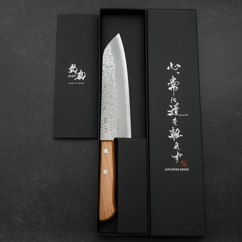 Santoku Chromax Tsuchime Brown Western Handle 165mm (6.5”)-[Musashi]-[Japanese-Kitchen-Knives]