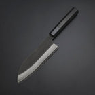 Santoku Cobalt Stainless HRC62 Kurouchi Damascus Buffalo Ebony Handle 165mm (6.5”)-[Musashi]-[Japanese-Kitchen-Knives]