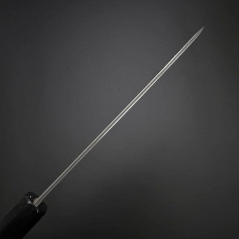 Santoku Cobalt Stainless HRC62 Kurouchi Damascus Buffalo Ebony Handle 165mm (6.5”)-[Musashi]-[Japanese-Kitchen-Knives]