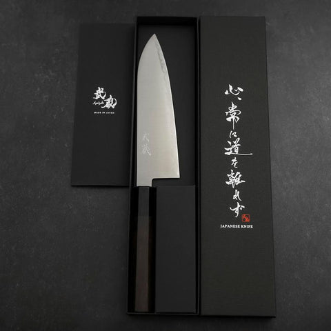Santoku HAP-40 Polished Buffalo Ebony Handle 180mm (7”)-[Musashi]-[Japanese-Kitchen-Knives]
