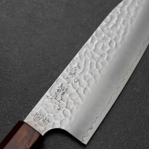 Santoku HAP-40 Tsuchime Red Urushi Handle 180mm (7”)-[Musashi]-[Japanese-Kitchen-Knives]