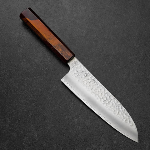 Santoku HAP-40 Tsuchime Red Urushi Handle 180mm (7”)-[Musashi]-[Japanese-Kitchen-Knives]