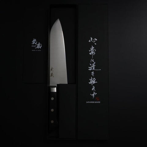 Santoku Molybdenum Polished Western Black Handle 175mm (6.8”)-[Musashi]-[Japanese-Kitchen-Knives]