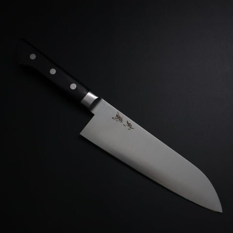 Santoku Molybdenum Polished Western Black Handle 175mm (6.8”)-[Musashi]-[Japanese-Kitchen-Knives]