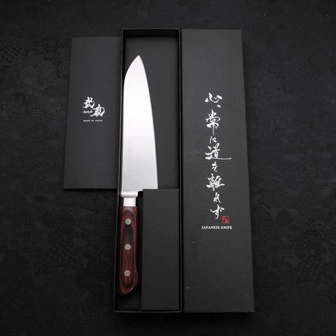 Santoku Molybdenum Polished Western Mahogany Handle 180mm (7”)-[Musashi]-[Japanese-Kitchen-Knives]