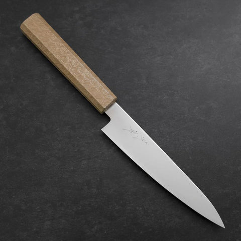 Santoku & Petty Chromax Polished White Urushi Handle Sakura Set-[Musashi]-[Japanese-Kitchen-Knives]