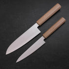 Santoku & Petty Chromax Polished White Urushi Handle Sakura Set-[Musashi]-[Japanese-Kitchen-Knives]