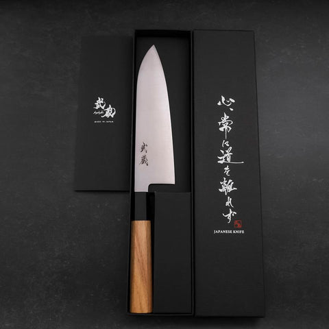 Santoku SG-2 Polished Buffalo Zelkova Handle 180mm (7”)-[Musashi]-[Japanese-Kitchen-Knives]