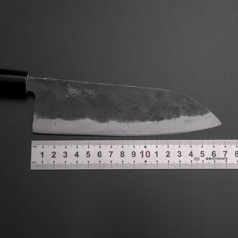 Santoku SK Steel Kurouchi Kurigata Magnolia Handle 165mm (6.5”)-[Musashi]-[Japanese-Kitchen-Knives]