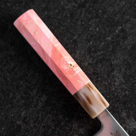 Santoku SLD Mirror Buffalo Dark Pink Maple Handle 170mm (6.7”)-[Musashi]-[Japanese-Kitchen-Knives]