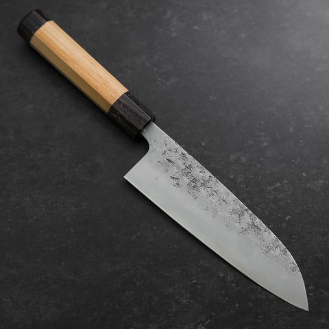 Santoku SLD Nashiji Washi Double Shitan Capped Cherry Handle 165mm (6.5”)-[Musashi]-[Japanese-Kitchen-Knives]