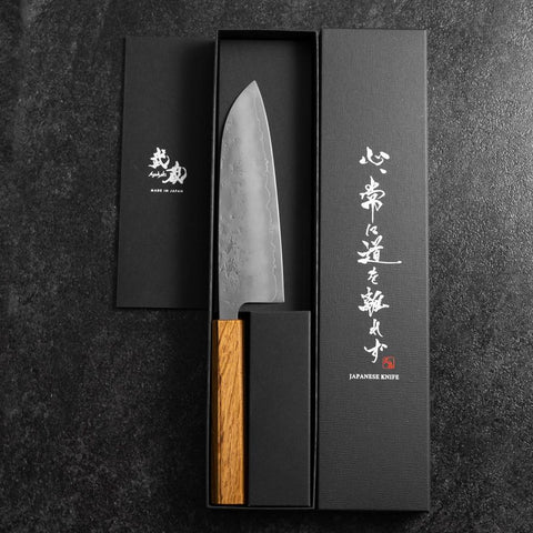 Santoku SLD Nashiji Washi Oak Handle 165mm (6.5”)-[Musashi]-[Japanese-Kitchen-Knives]