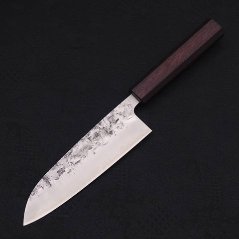 Santoku SLD Nashiji Washi Purple Urushi Handle 165mm (6.5”)-[Musashi]-[Japanese-Kitchen-Knives]