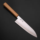 Santoku SLD Nickel Tsuchime Colored Damascus Olive Handle 170mm Limited Edition (6.7”)-[Musashi]-[Japanese-Kitchen-Knives]