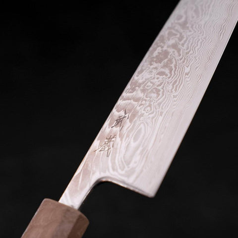 Santoku SLD Wave Nickel Damascus White Urushi Handle 165mm (6.5”)-[Musashi]-[Japanese-Kitchen-Knives]