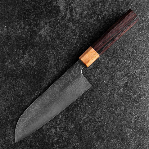 Santoku SPG-Strix Damascus Shitan Handle 165mm (6.5”)-[Musashi]-[Japanese-Kitchen-Knives]