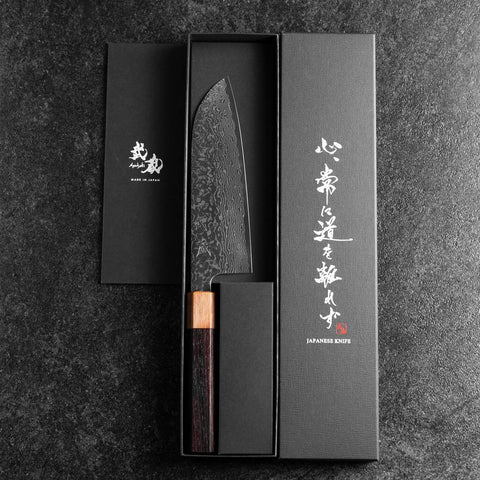 Santoku SPG-Strix Damascus Shitan Handle 165mm (6.5”)-[Musashi]-[Japanese-Kitchen-Knives]